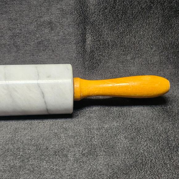 Heavy Duty Solid Marble Stone Rolling Pin w. Wood Handles 18" - Picture 4 of 9